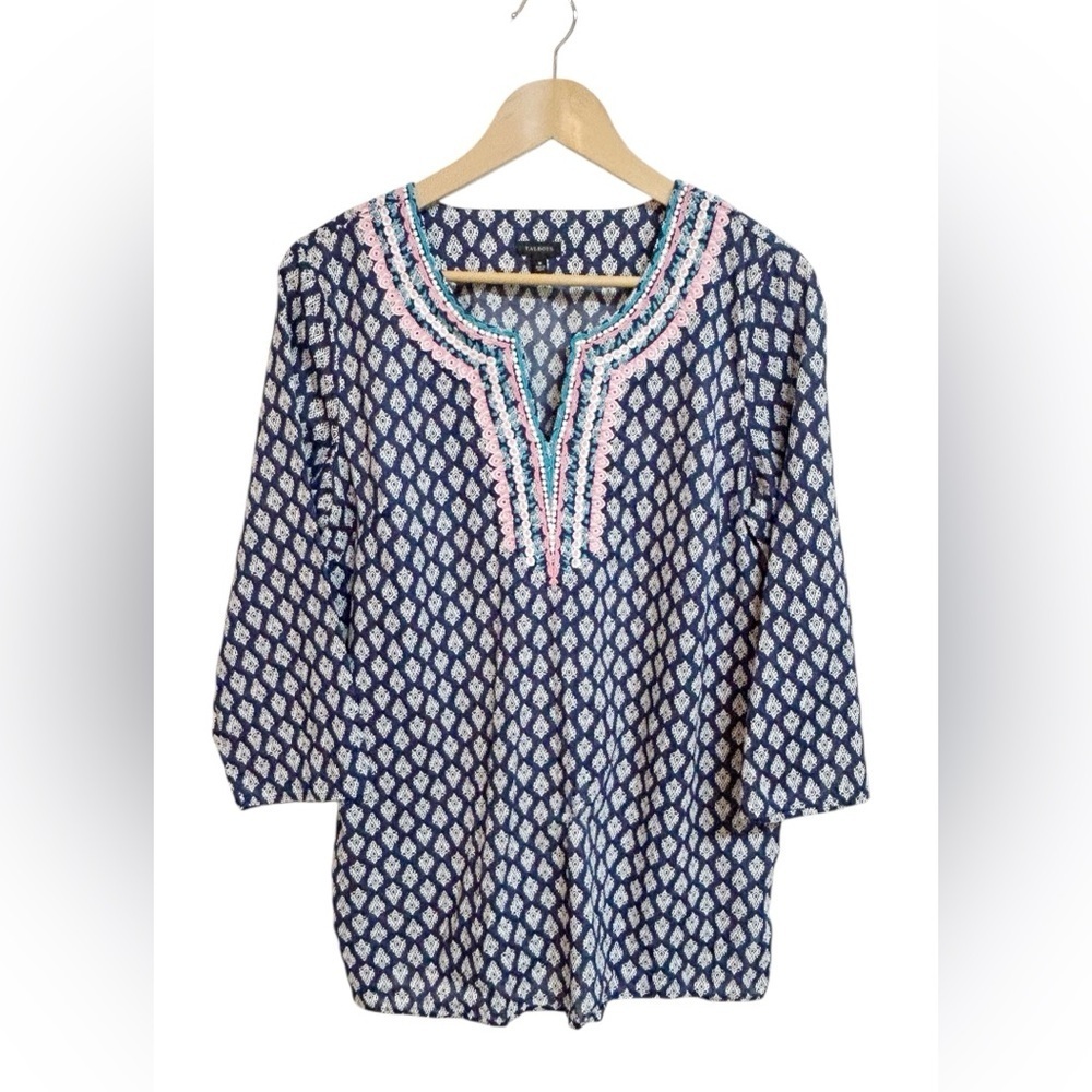 Talbots Embroidered Tunic Medallion Foulard Size M - Picture 2 of 9